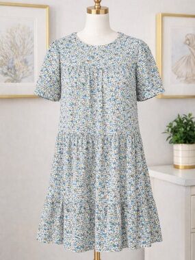 Tuckernuck Hyacinth House Quinn Dress Blue Floral Tiered NWT Coastal Preppy